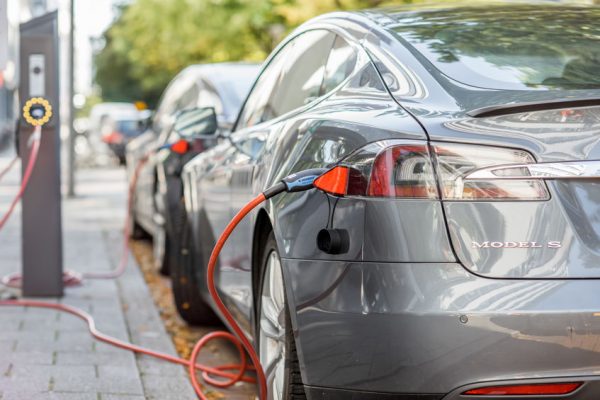 Tesla charging outdoors