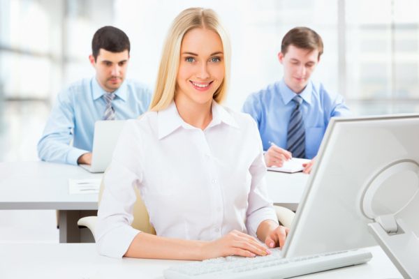 Cute businesswoman in an office