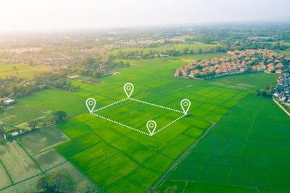 Land,Plot,In,Aerial,View.,Gps,Registration,Survey,Of,Property,