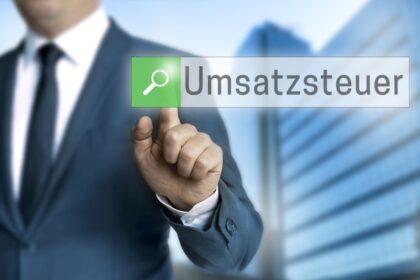 Umsatzsteuer,(in,German,Vat),Browser,Operated,By,Businessman,Background.