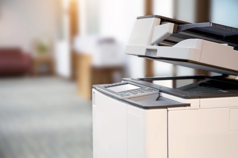 Close-up the copier in workplace.