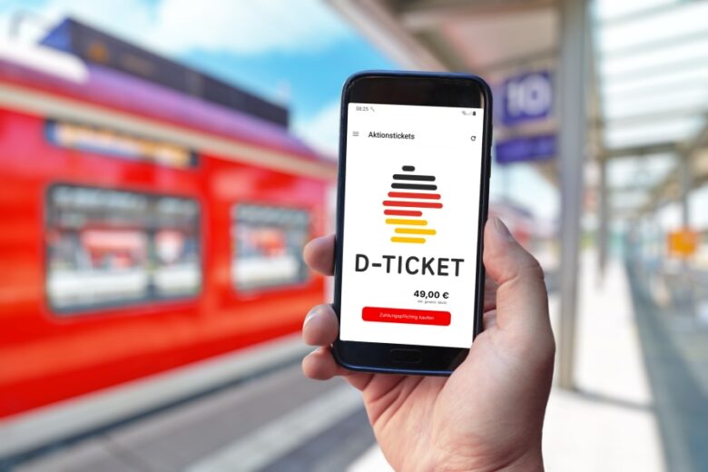 Germany - April 2023: Mobile app for 49 Euro ticket, also called