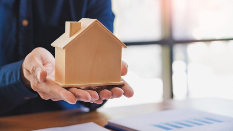 buy or sell real estate concept, Sale representative offer house